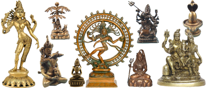 Bandeau statues Shiva en bronze ou laiton