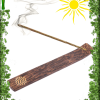 Porte encens en bois gravé symbole "Vague"